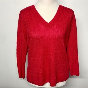 J. Crew Linen Cable V-Neck Sweater - XL